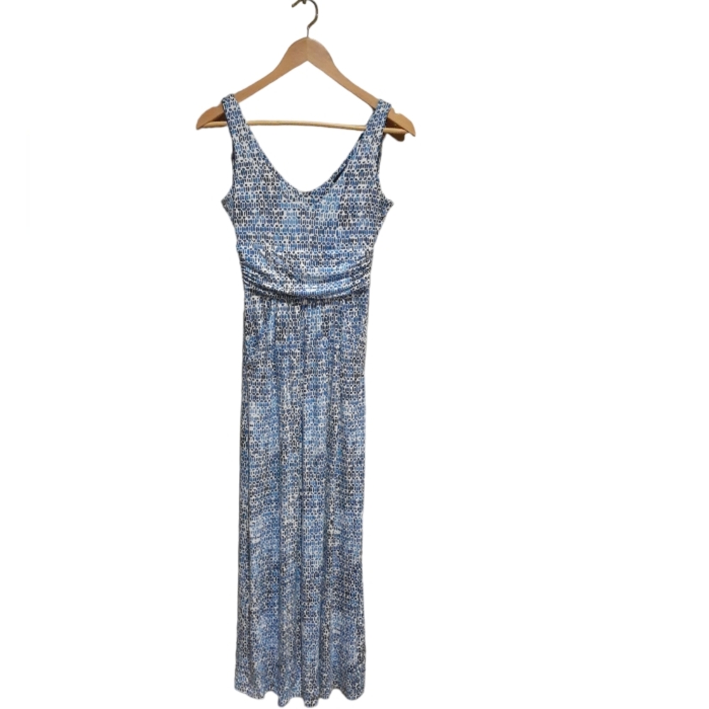 Cynthia Rowley Women's Maxi Dress Blue Pattern Jersey Knit Tank Size XS